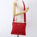 PRADA Shoulder Bag Nylon Red Silver Auth mr2077-22