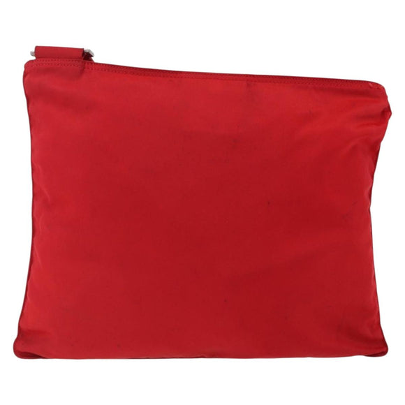 PRADA Shoulder Bag Nylon Red Silver Auth mr2077