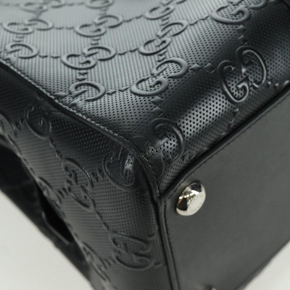 GUCCI GG Emboss Hand Bag PVC Black Gold Auth mr2079V
