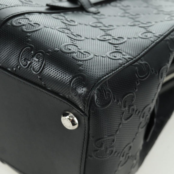 GUCCI GG Emboss Hand Bag PVC Black Gold Auth mr2079V