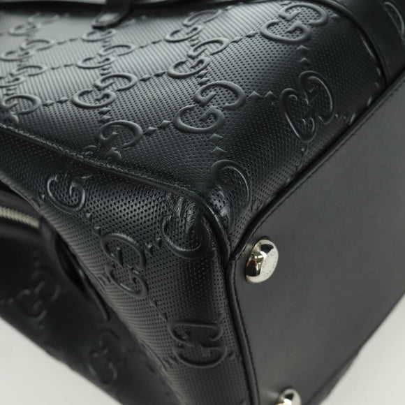 GUCCI GG Emboss Hand Bag PVC Black Gold Auth mr2079V