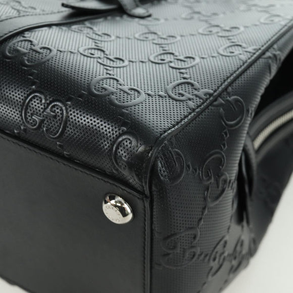 GUCCI GG Emboss Hand Bag PVC Black Gold Auth mr2079V
