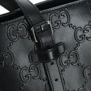GUCCI GG Emboss Hand Bag PVC Black Gold Auth mr2079V-14