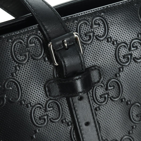 GUCCI GG Emboss Hand Bag PVC Black Gold Auth mr2079V