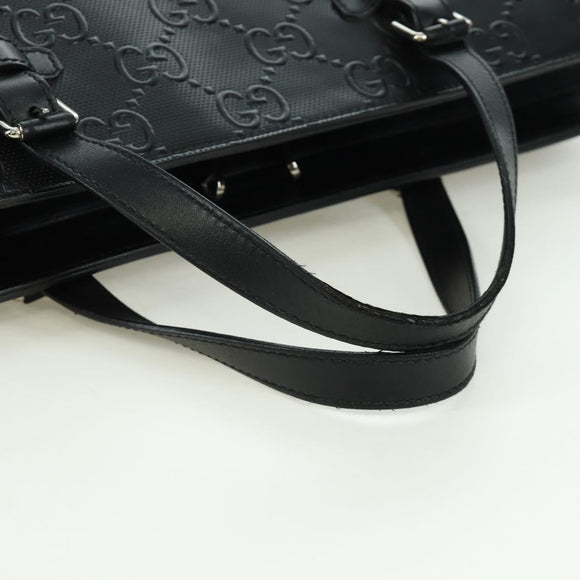 GUCCI GG Emboss Hand Bag PVC Black Gold Auth mr2079V