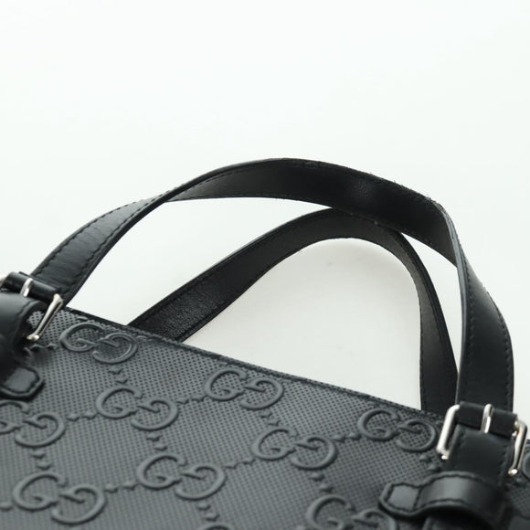 GUCCI GG Emboss Hand Bag PVC Black Gold Auth mr2079V