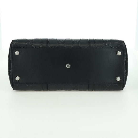 GUCCI GG Emboss Hand Bag PVC Black Gold Auth mr2079V