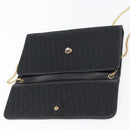 Christian Dior Trotter Canvas Chain Shoulder Bag Black Gold Auth mr2080-15