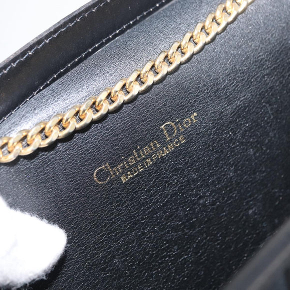 Christian Dior Trotter Canvas Chain Shoulder Bag Black Gold Auth mr2080
