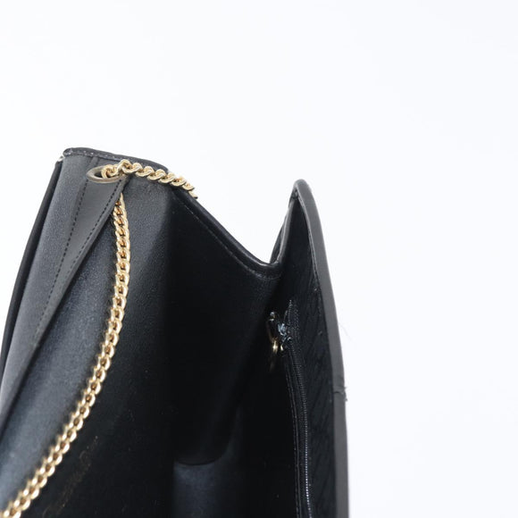 Christian Dior Trotter Canvas Chain Shoulder Bag Black Gold Auth mr2080