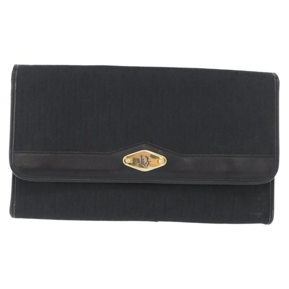 Christian Dior Trotter Canvas Chain Shoulder Bag Black Gold Auth mr2080