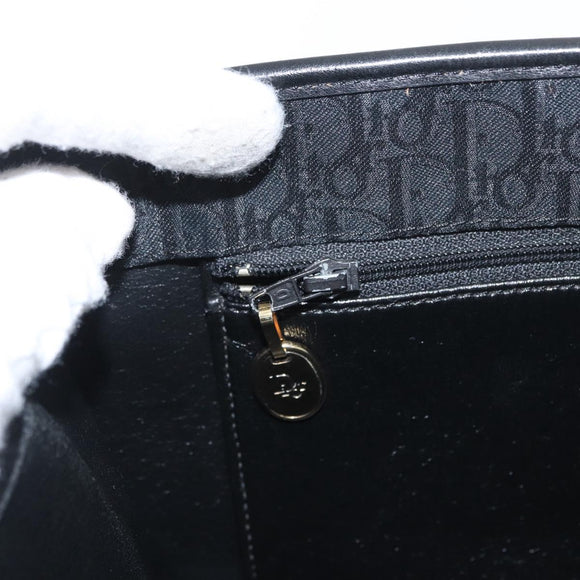 Christian Dior Trotter Canvas Chain Shoulder Bag Black Gold Auth mr2080