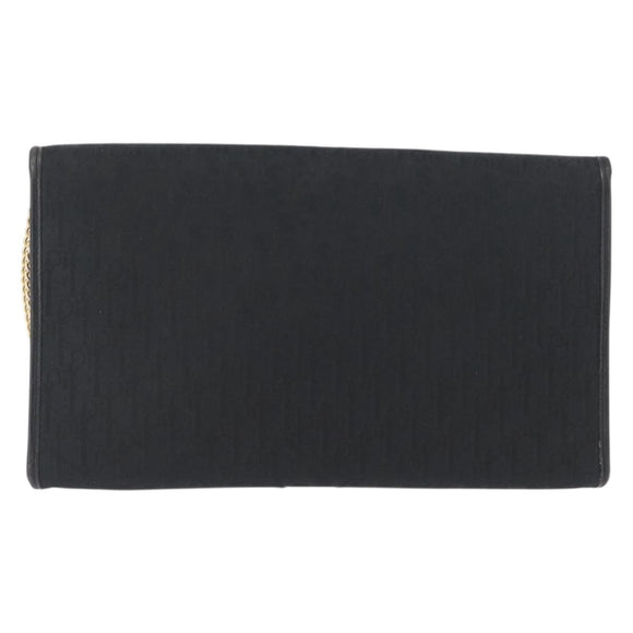 Christian Dior Trotter Canvas Chain Shoulder Bag Black Gold Auth mr2080