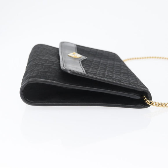 Christian Dior Trotter Canvas Chain Shoulder Bag Black Gold Auth mr2080