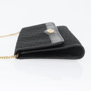 Christian Dior Trotter Canvas Chain Shoulder Bag Black Gold Auth mr2080-5