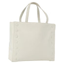 CELINE Hand Bag Leather White Gold Auth mr2081-1