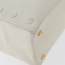 CELINE Hand Bag Leather White Gold Auth mr2081-10