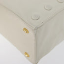 CELINE Hand Bag Leather White Gold Auth mr2081-11