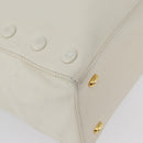 CELINE Hand Bag Leather White Gold Auth mr2081-12