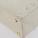 CELINE Hand Bag Leather White Gold Auth mr2081-13