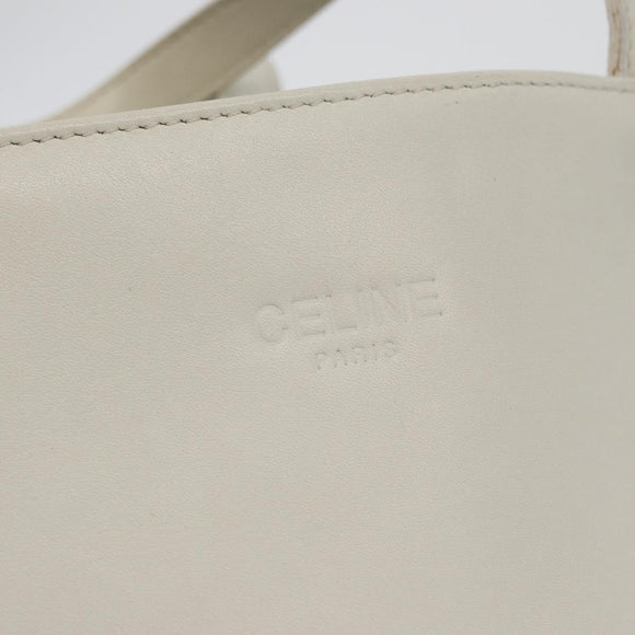 CELINE Hand Bag Leather White Gold Auth mr2081