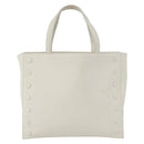 CELINE Hand Bag Leather White Gold Auth mr2081-2