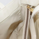 CELINE Hand Bag Leather White Gold Auth mr2081-20