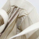 CELINE Hand Bag Leather White Gold Auth mr2081-21