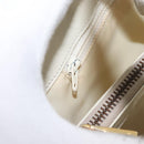 CELINE Hand Bag Leather White Gold Auth mr2081-22
