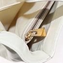 CELINE Hand Bag Leather White Gold Auth mr2081-24