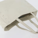CELINE Hand Bag Leather White Gold Auth mr2081-6