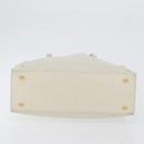 CELINE Hand Bag Leather White Gold Auth mr2081-9
