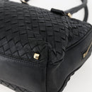 BOTTEGA VENETA INTRECCIATO Handtas Leer Zwart Goud Auth mr2087-8