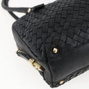 BOTTEGA VENETA INTRECCIATO Hand Bag Leather Black Gold Auth mr2087-15