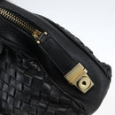 BOTTEGA VENETA INTRECCIATO Hand Bag Leather Black Gold Auth mr2087-18