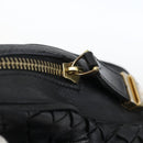 BOTTEGA VENETA INTRECCIATO Hand Bag Leather Black Gold Auth mr2087-9