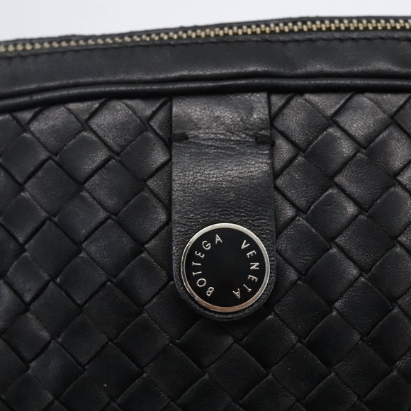 BOTTEGA VENETA INTRECCIATO Hand Bag Leather Black Gold Auth mr2087