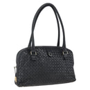 BOTTEGA VENETA INTRECCIATO Handtas Leer Zwart Goud Auth mr2087-1