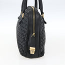 BOTTEGA VENETA INTRECCIATO Handtas Leer Zwart Goud Auth mr2087-3