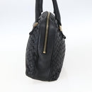 BOTTEGA VENETA INTRECCIATO Hand Bag Leather Black Gold Auth mr2087-4