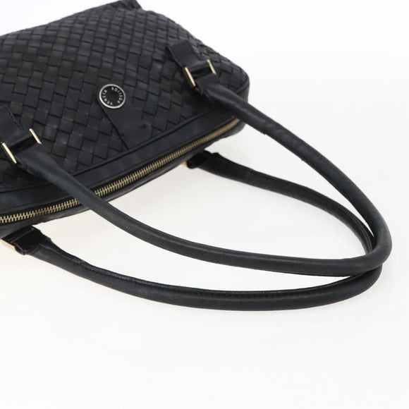 BOTTEGA VENETA INTRECCIATO Hand Bag Leather Black Gold Auth mr2087
