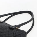 BOTTEGA VENETA INTRECCIATO Handtas Leer Zwart Goud Auth mr2087-14