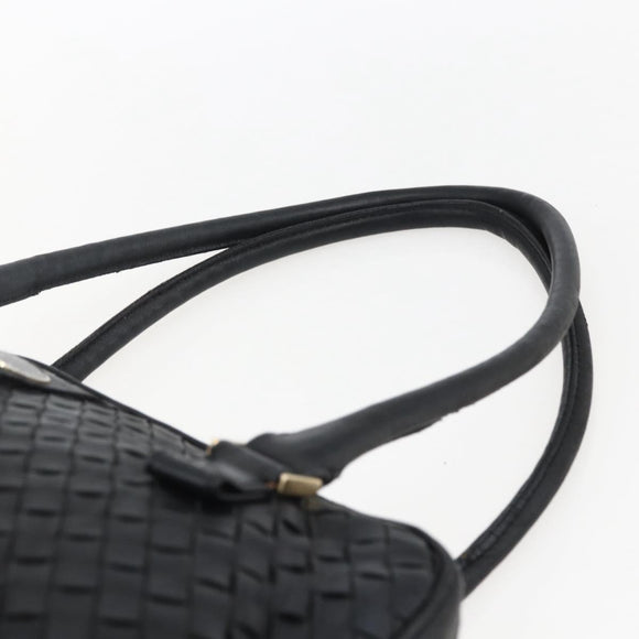 BOTTEGA VENETA INTRECCIATO Handtas Leer Zwart Goud Auth mr2087