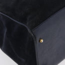 GUCCI Bamboo Hand Bag Suede Navy Gold 002 123 0322 Auth mr2091-14