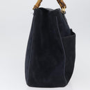 GUCCI Bamboo Hand Bag Suede Navy Gold 002 123 0322 Auth mr2091-4