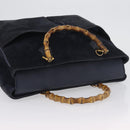 GUCCI Bamboo Hand Bag Suede Navy Gold 002 123 0322 Auth mr2091-6