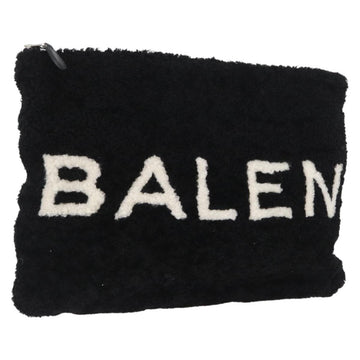 BALENCIAGA Clutch Bag knitted Fabrics Black Silver Auth mr2097