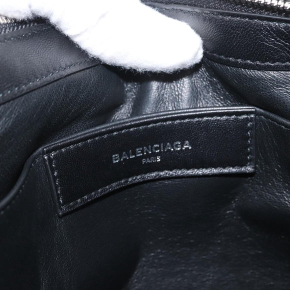 BALENCIAGA Clutch Bag knitted Fabrics Black Silver Auth mr2097