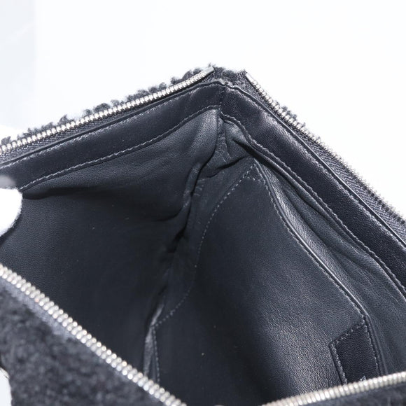 BALENCIAGA Clutch Bag knitted Fabrics Black Silver Auth mr2097