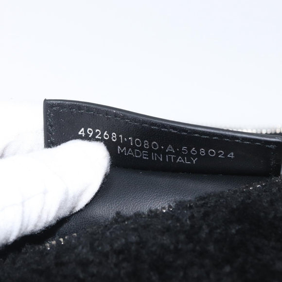 BALENCIAGA Clutch Bag knitted Fabrics Black Silver Auth mr2097